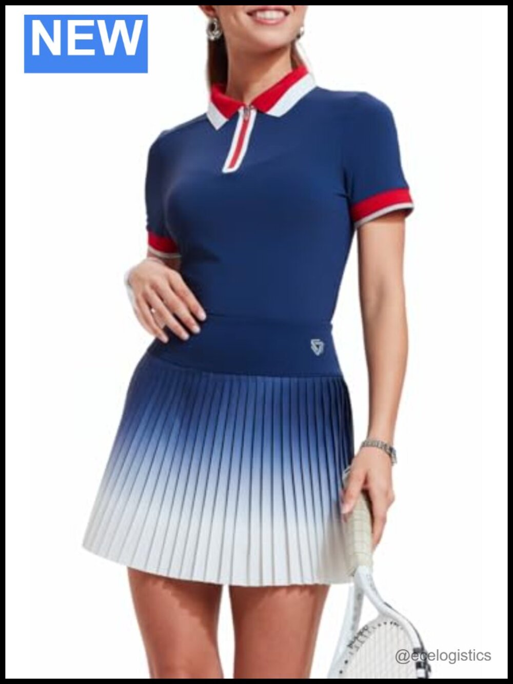 Women's 2-Piece Tennis Golf Outfit Athletic Skort Set with Built-in Shorts